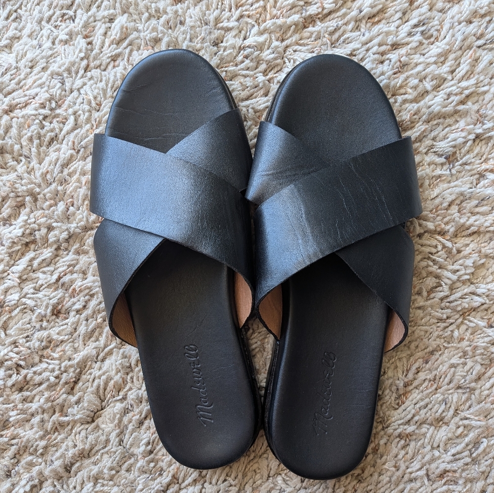 Madewell Black Crisscross Leather Sandals